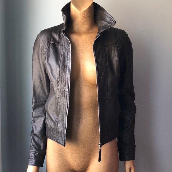 Espresso Brown Leather Jacket - Picture 4 of 8